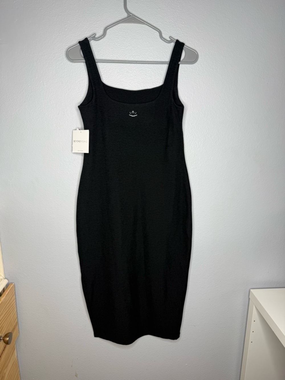 Beyond Yoga Black Midi Square-Neck Tank Dress NWT - Picture 3 of 5